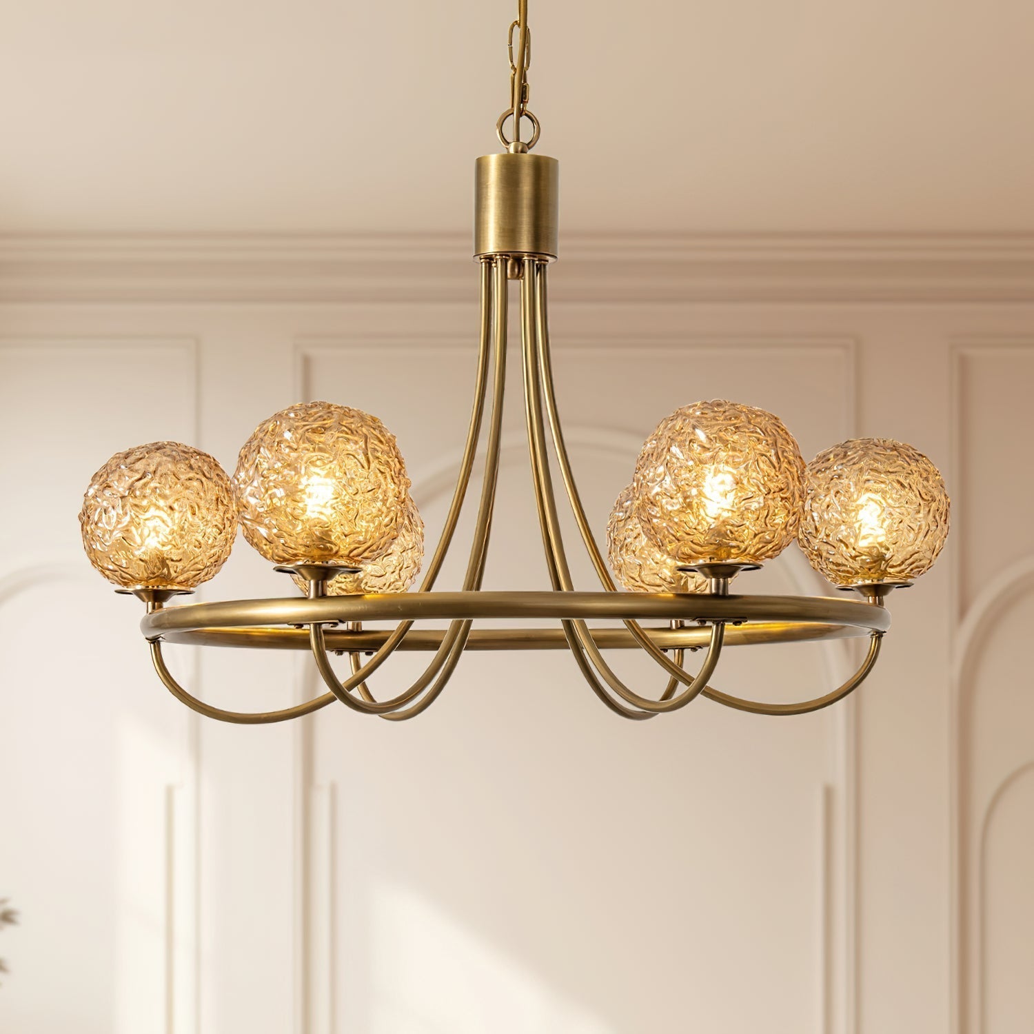 Dusk Sphere Postmodern Luxury Metal Glass Chandelier - Lamp Copper