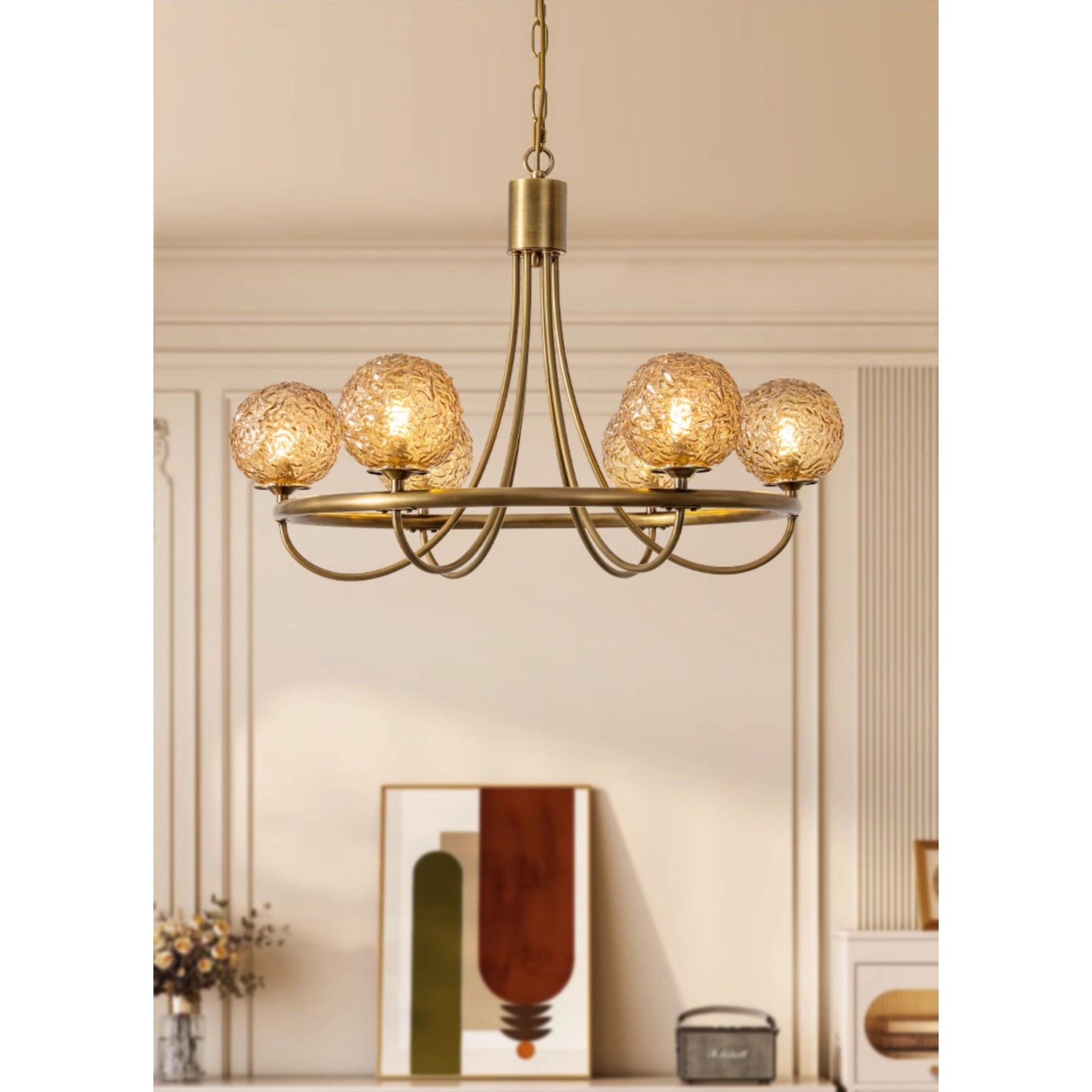 Dusk Sphere Postmodern Luxury Metal Glass Chandelier - Lamp Copper