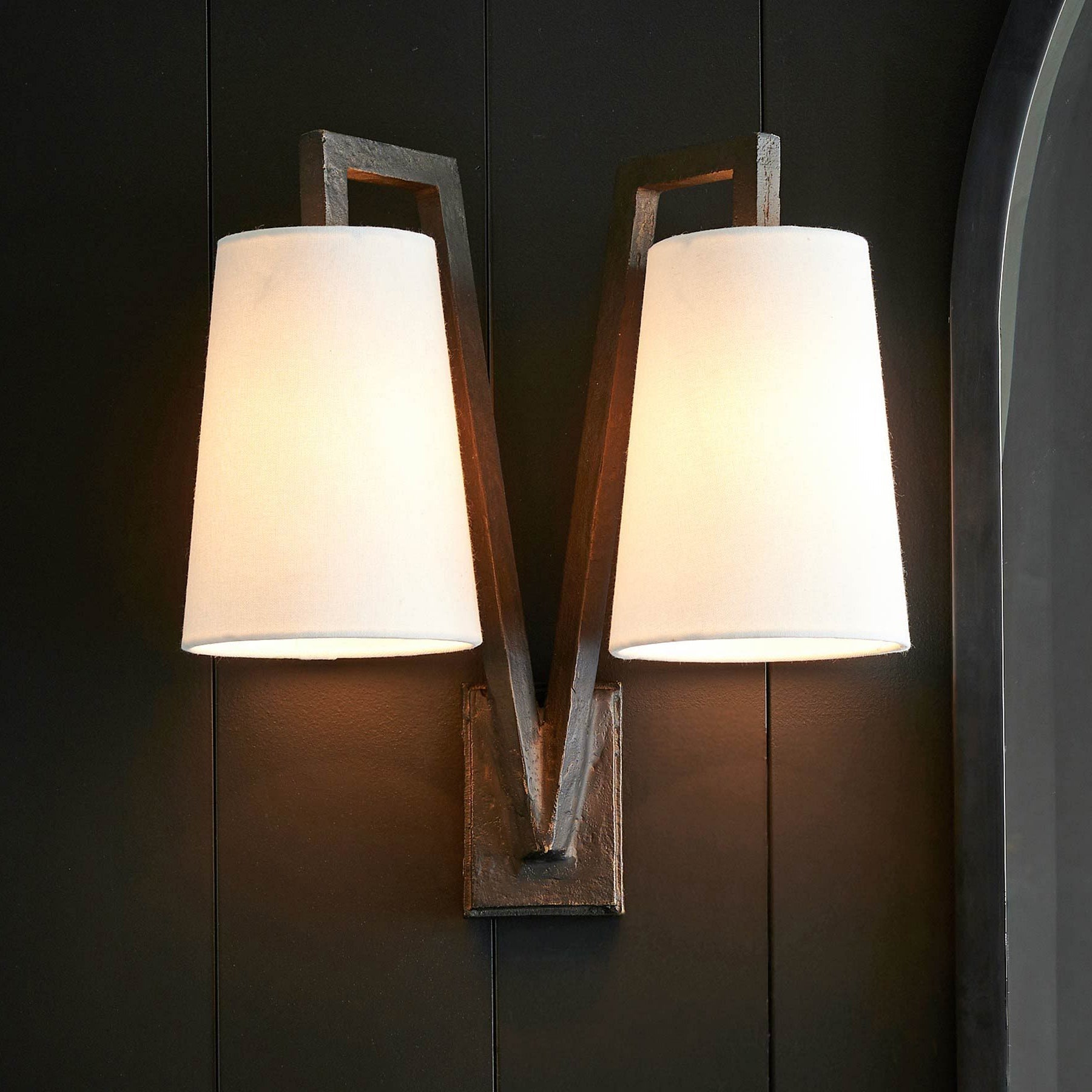 Ivmarel Vintage Industrial Double Brass Fabric Wall Lamp - Lamp Copper