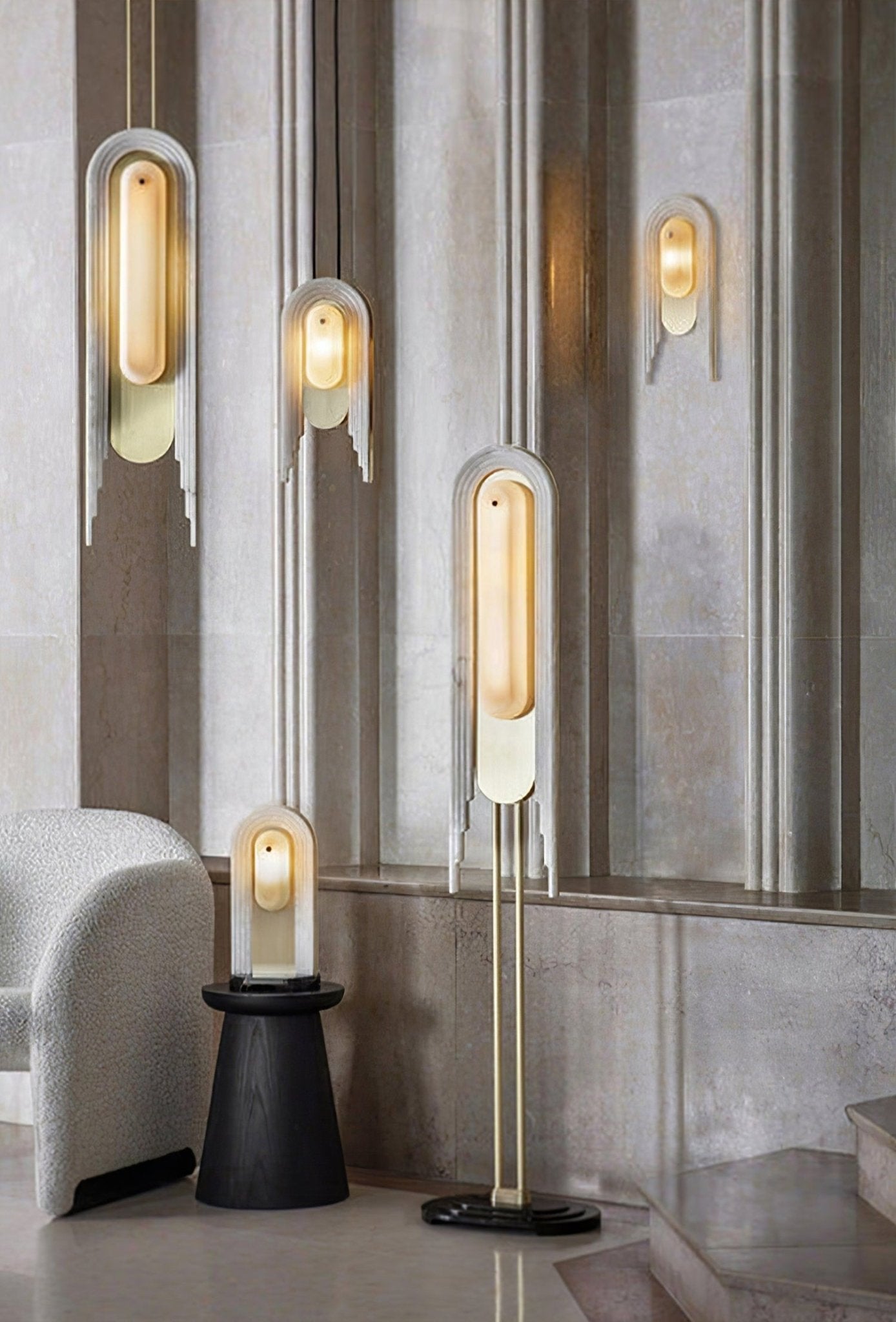 Sytalion Arch Alabaster Wall Light - Letslighting
