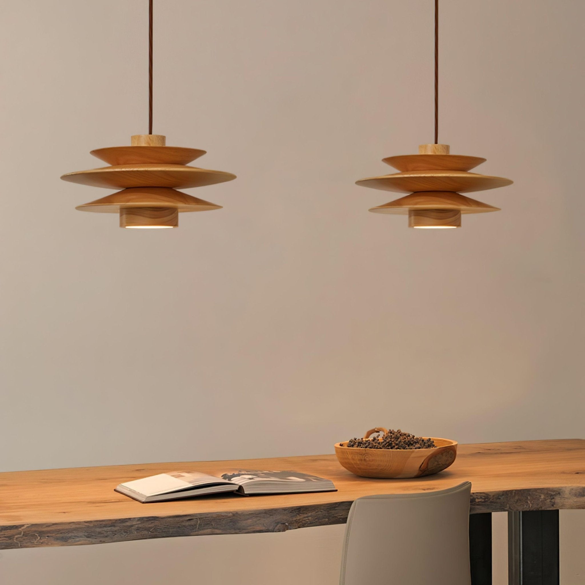 Cascade Wooden Disc Pendant Lamp - Letslighting