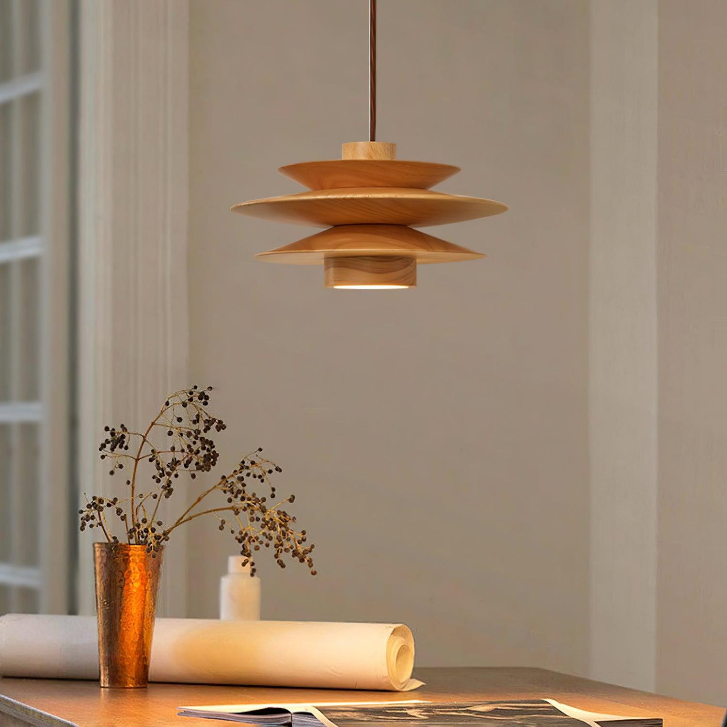 Cascade Wooden Disc Pendant Lamp - Letslighting