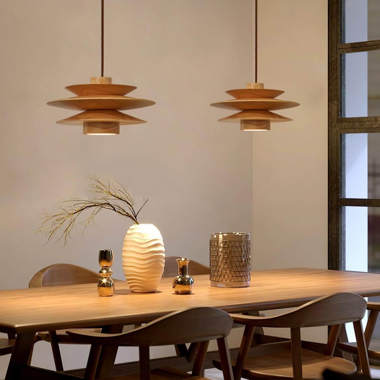 Cascade Wooden Disc Pendant Lamp - Letslighting