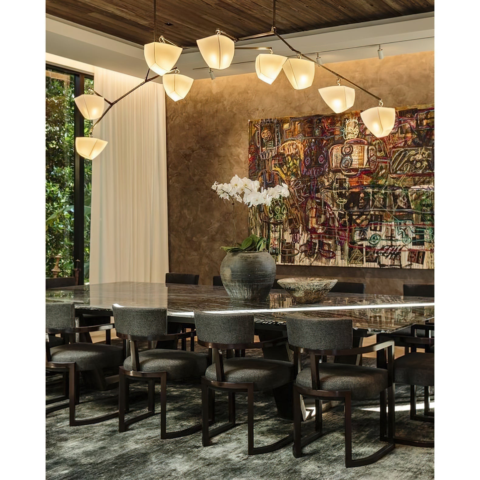 Iris Mobile Individual Creativity Brass Ceramics Chandelier - Lamp Copper