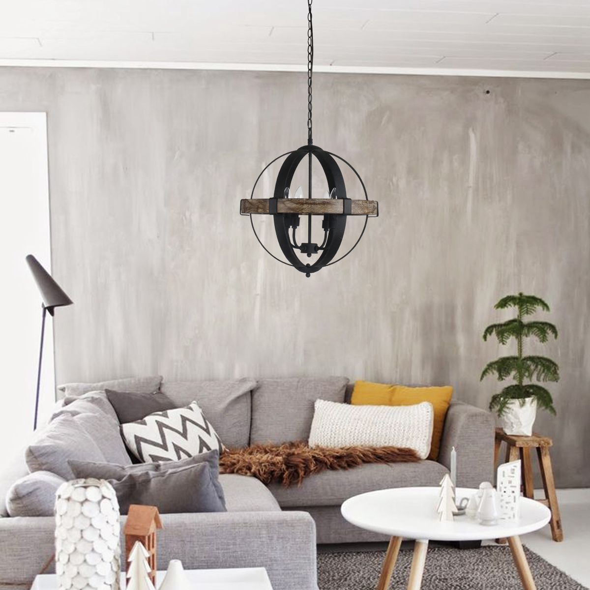 Luxe Vintage Industrial Wooden Metal Pendant Lamp - Lamp Copper