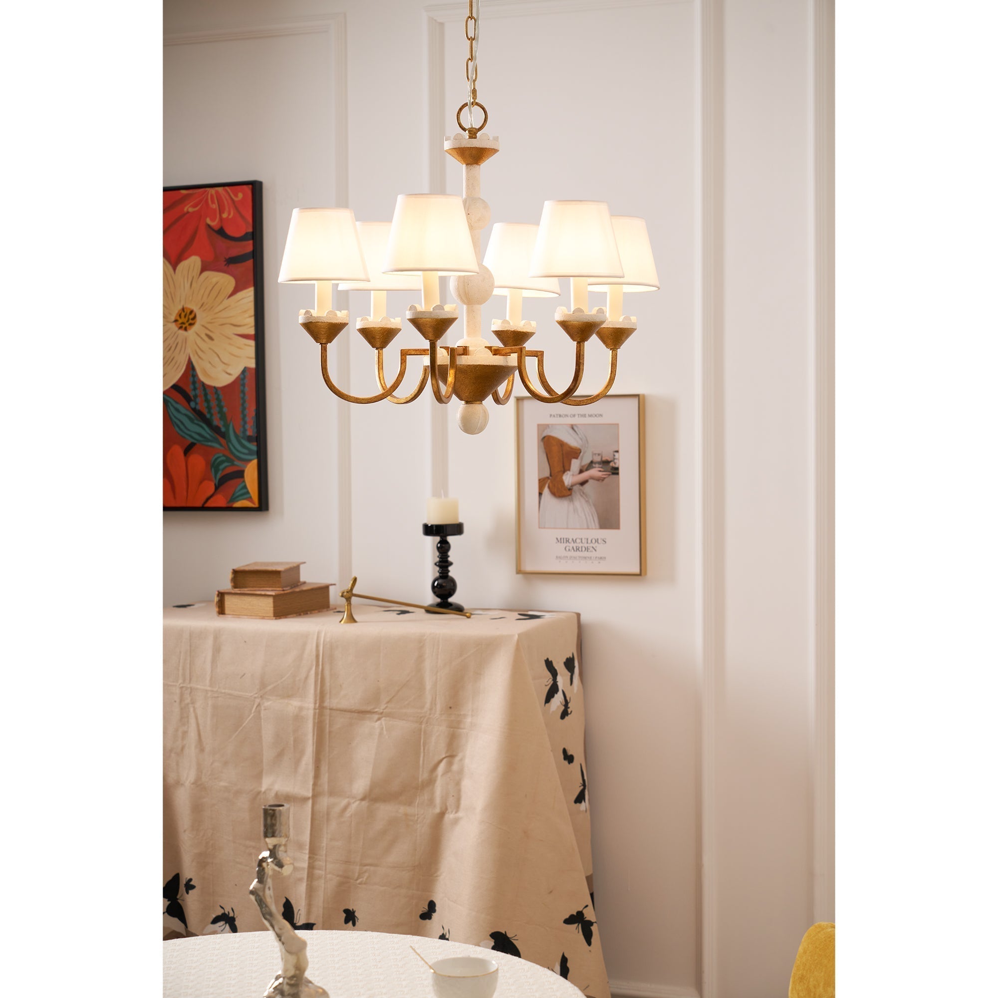 Quest Elegance Vintage Metal Fabric Chandelier - Lamp Copper