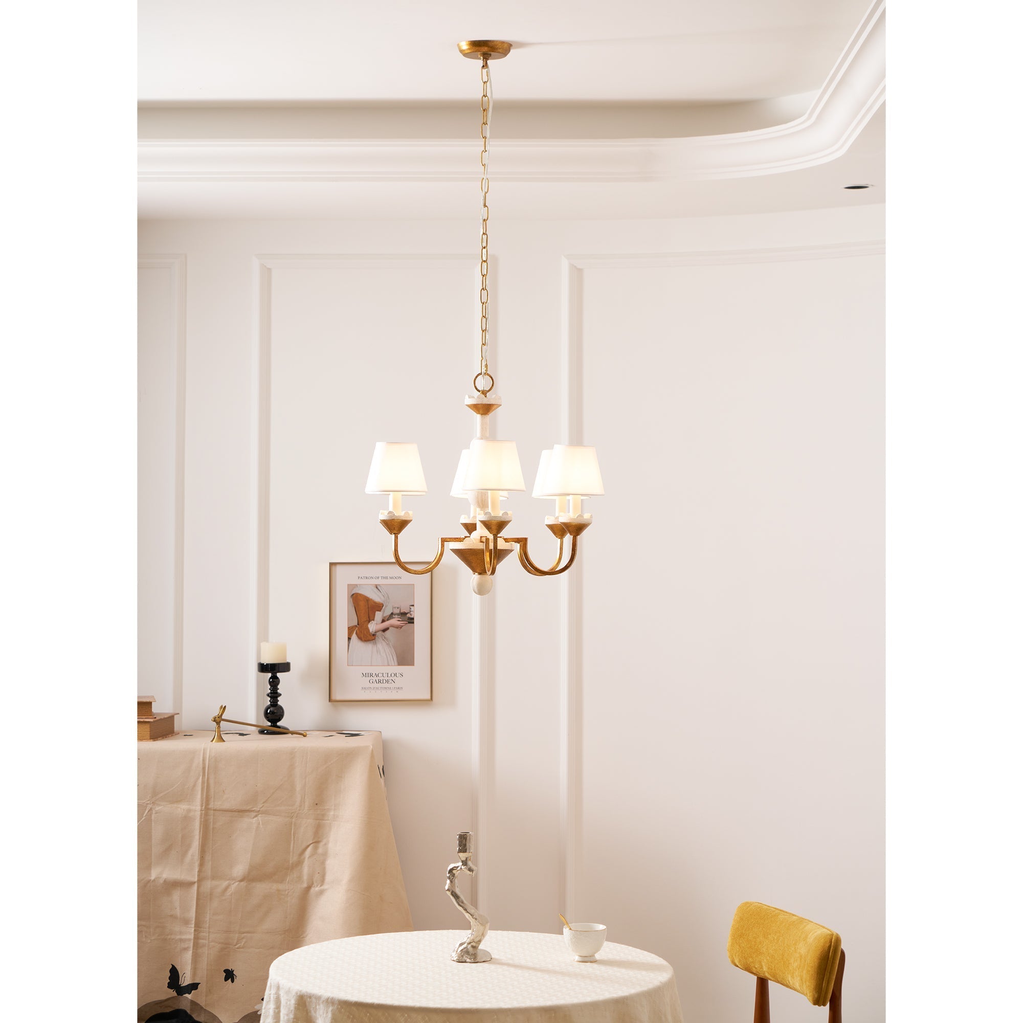 Quest Elegance Vintage Metal Fabric Chandelier - Lamp Copper