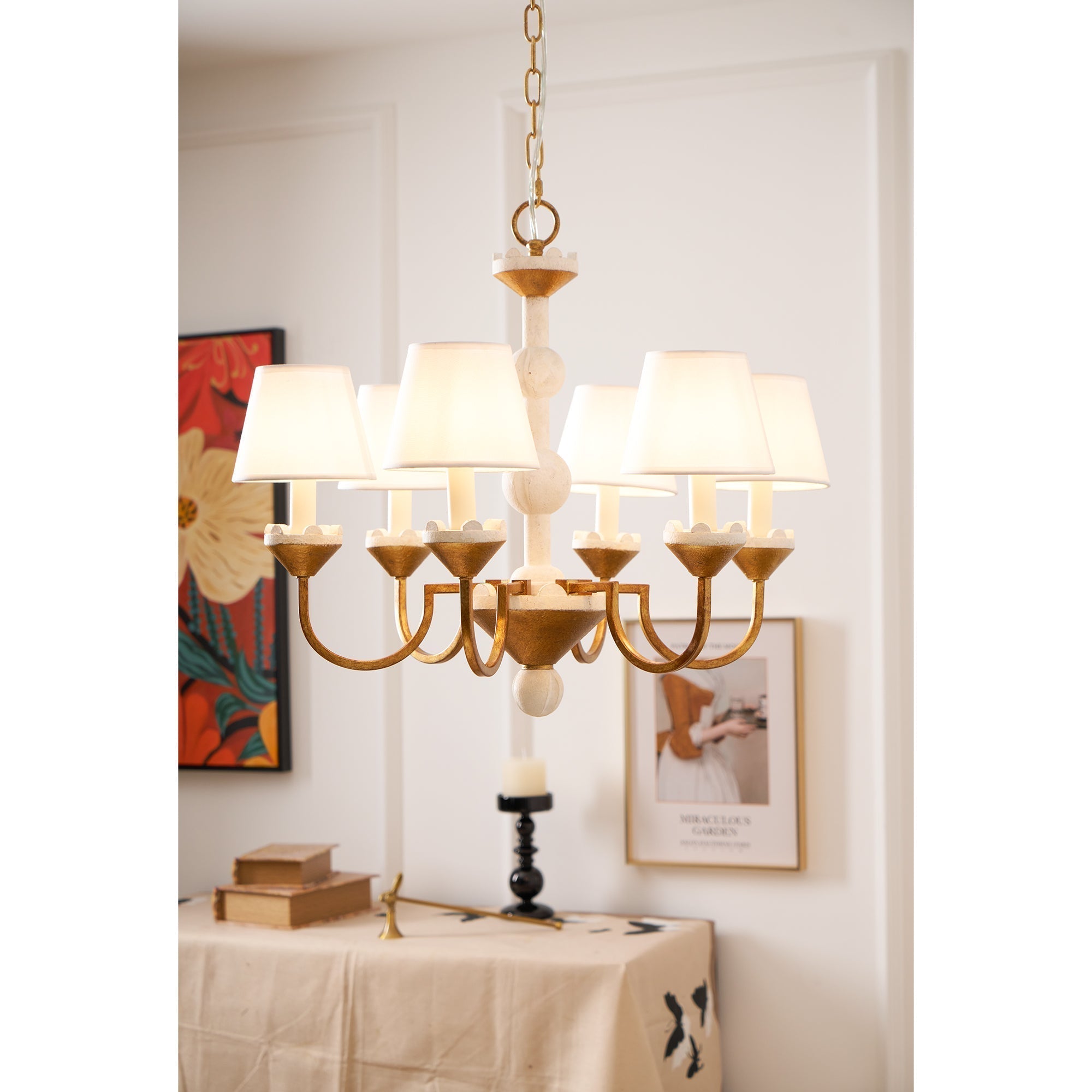 Quest Elegance Vintage Metal Fabric Chandelier - Lamp Copper