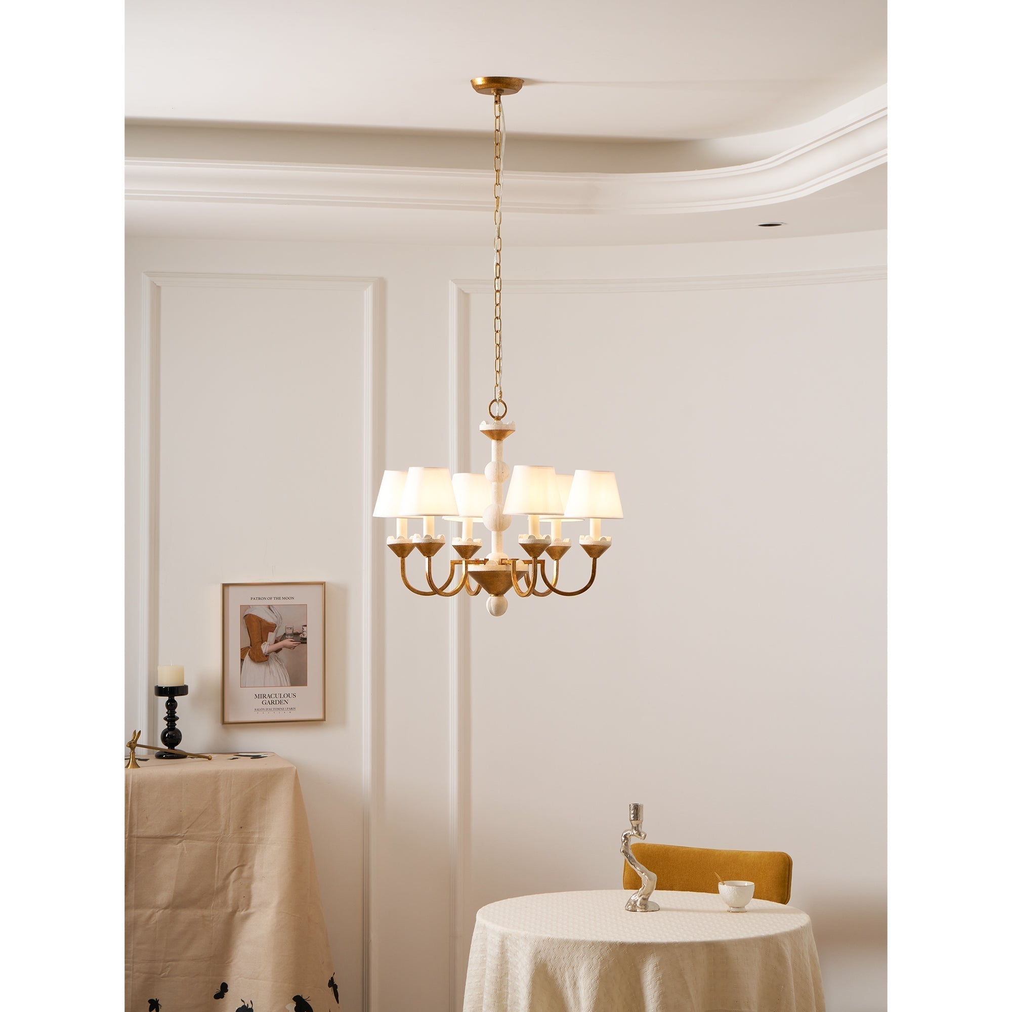 Quest Elegance Vintage Metal Fabric Chandelier - Lamp Copper