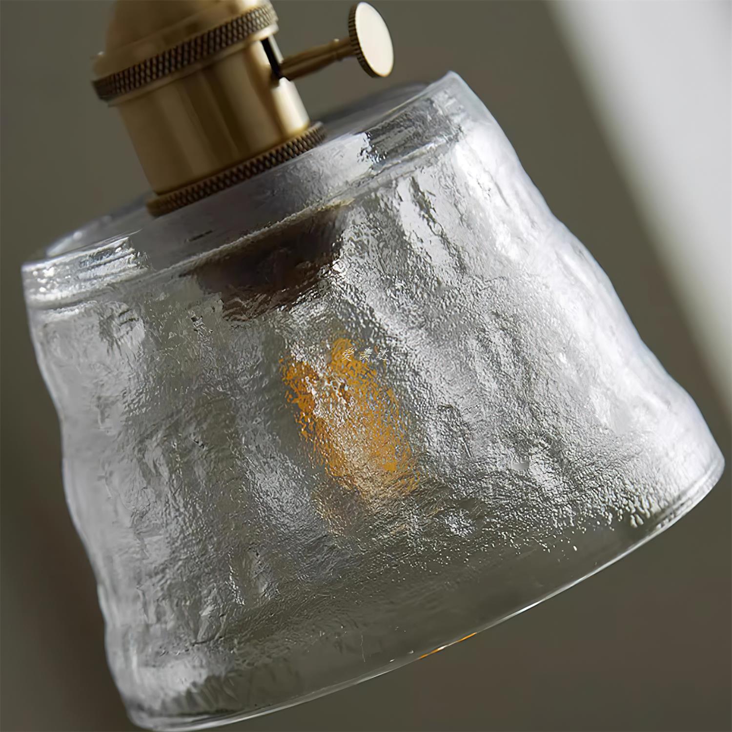 Pendant Lamp Brass and Glass Textured Shade Artisan Vintage Accent - Letslighting