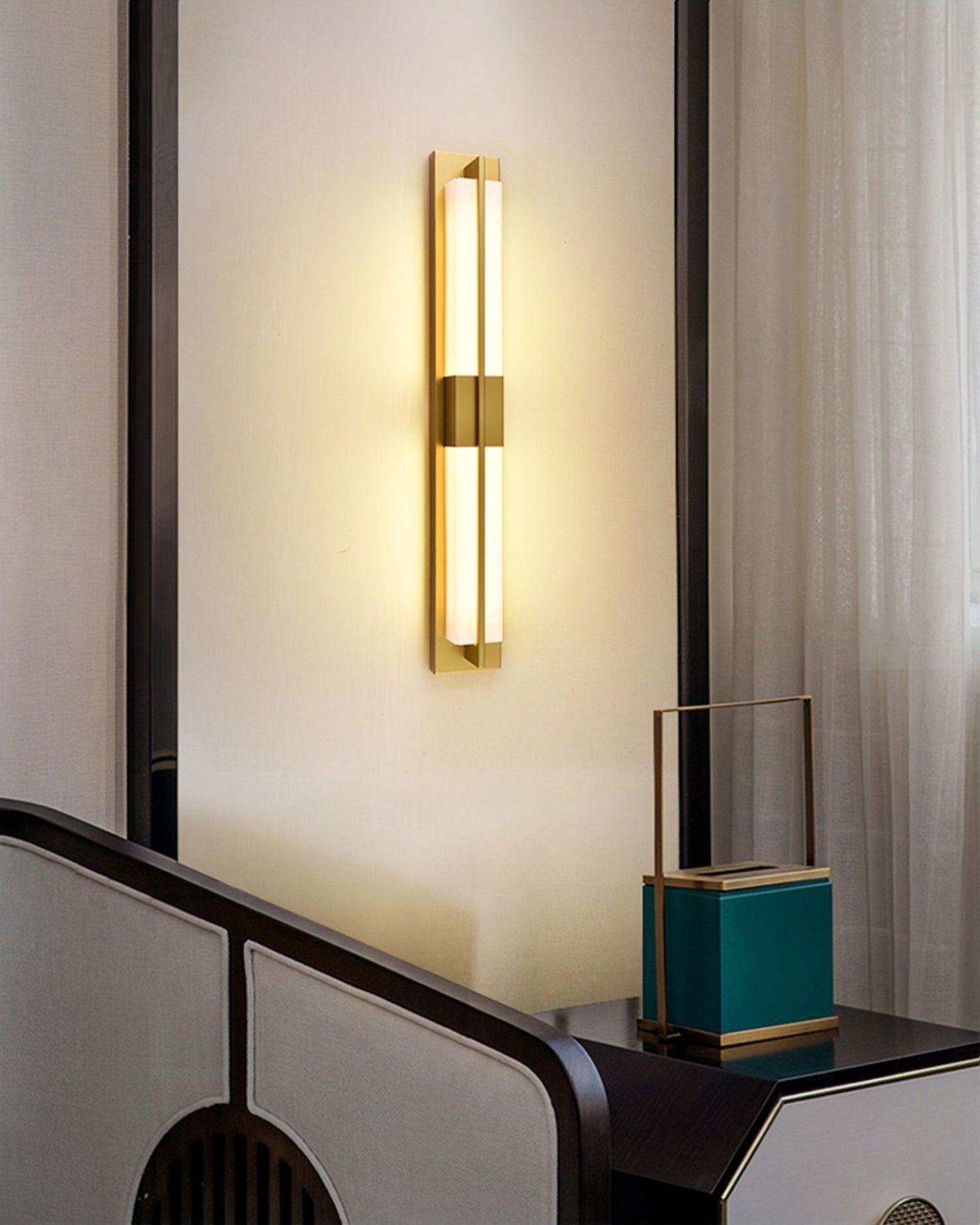 Yale LED Modern Minimalist Brass Alabaster Sconce Wall Lamp - Lamp Copper