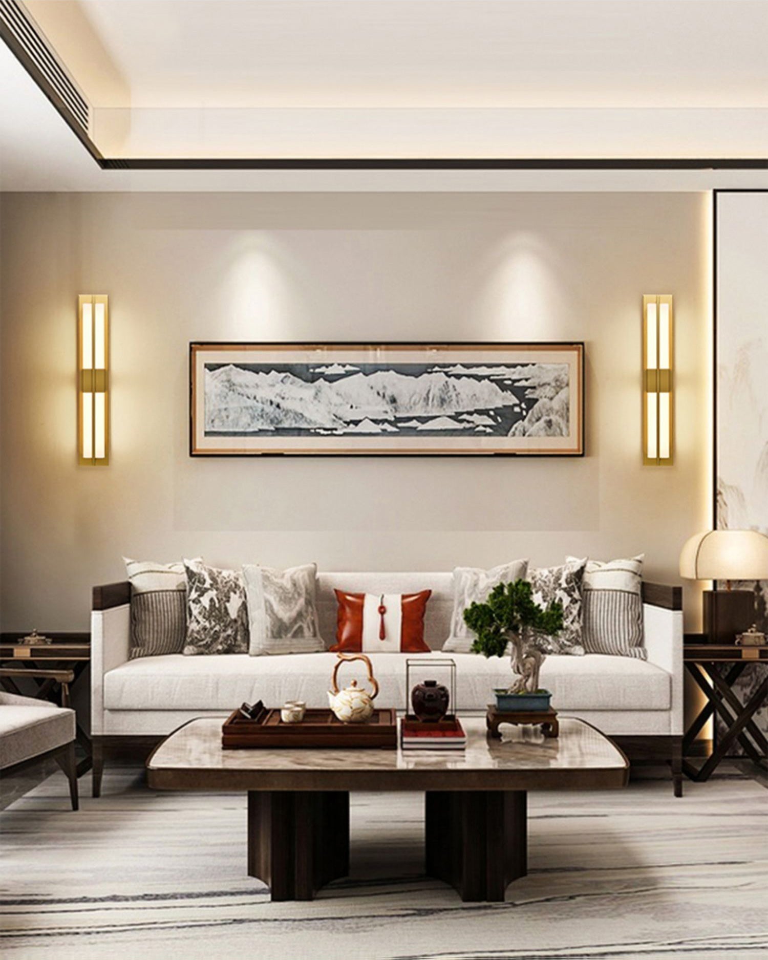 Yale LED Modern Minimalist Brass Alabaster Sconce Wall Lamp - Lamp Copper