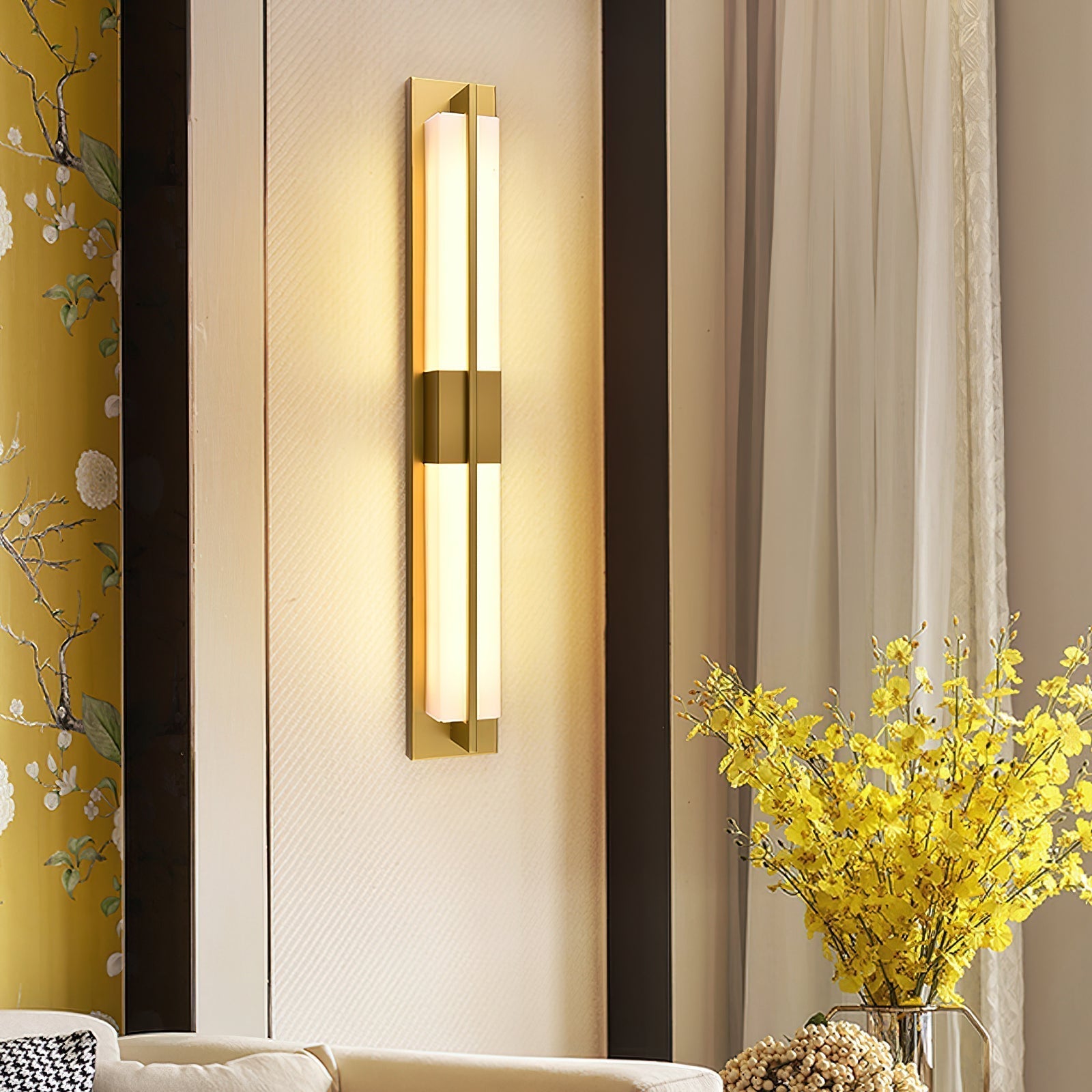 Yale LED Modern Minimalist Brass Alabaster Sconce Wall Lamp - Lamp Copper