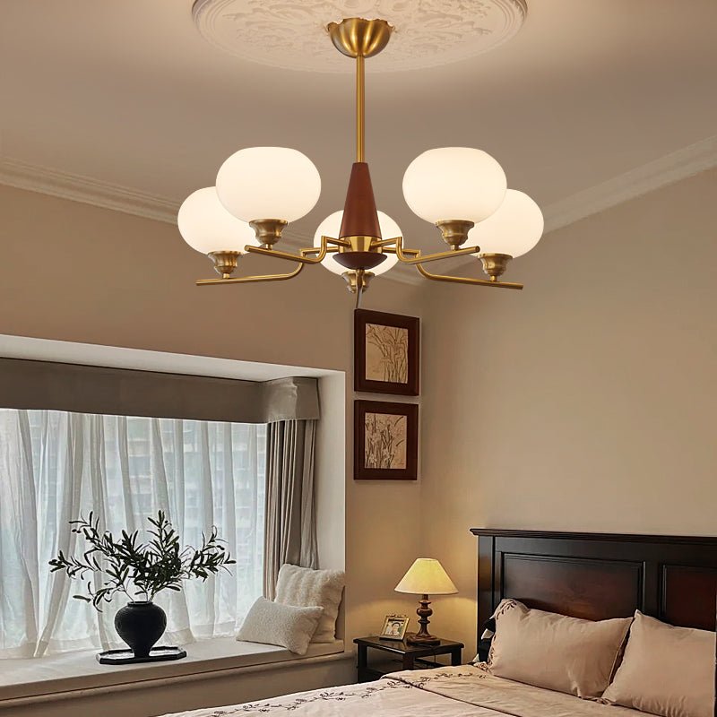 Celeste Sphere Walnut Chandelier - Letslighting