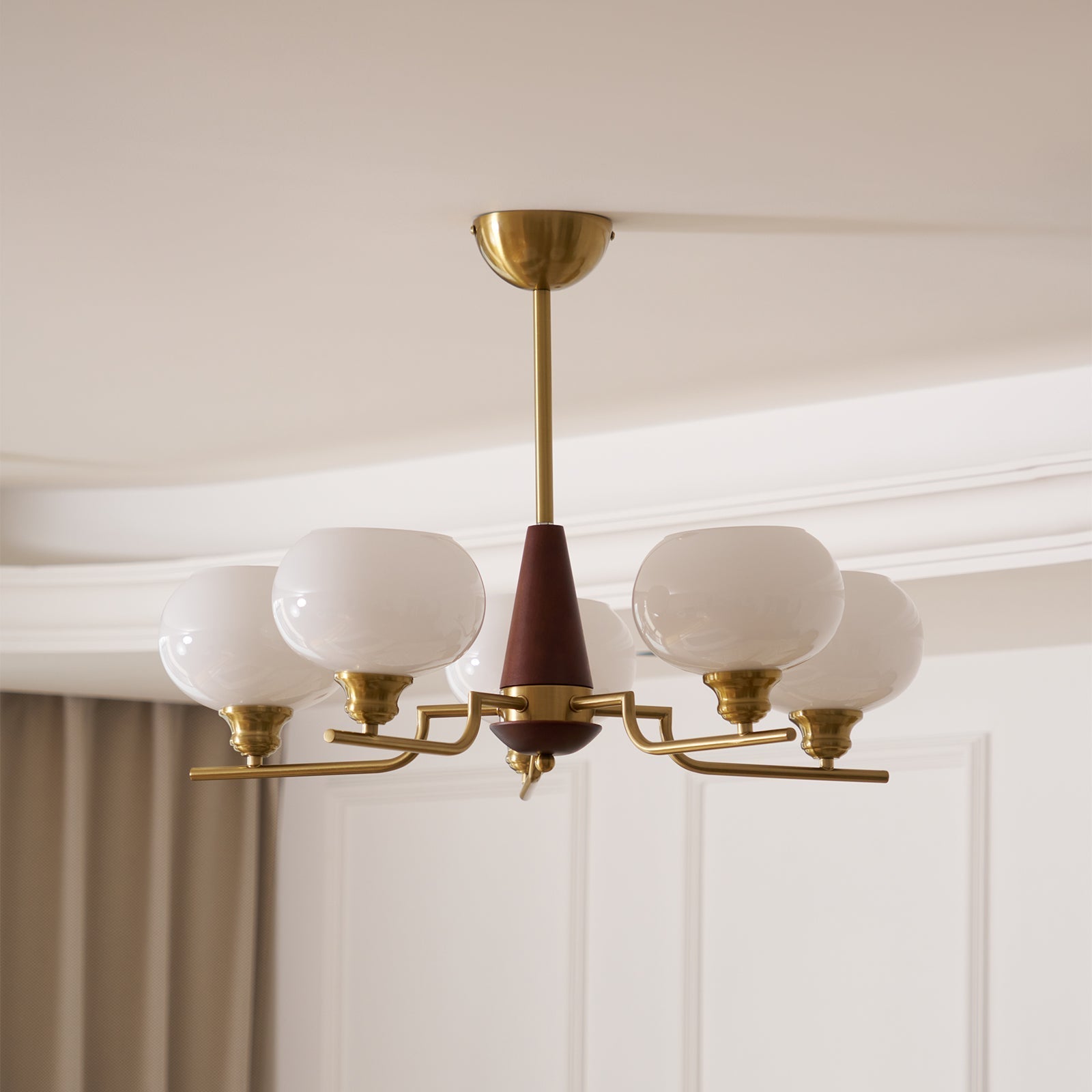 Celeste Sphere Walnut Chandelier - Letslighting