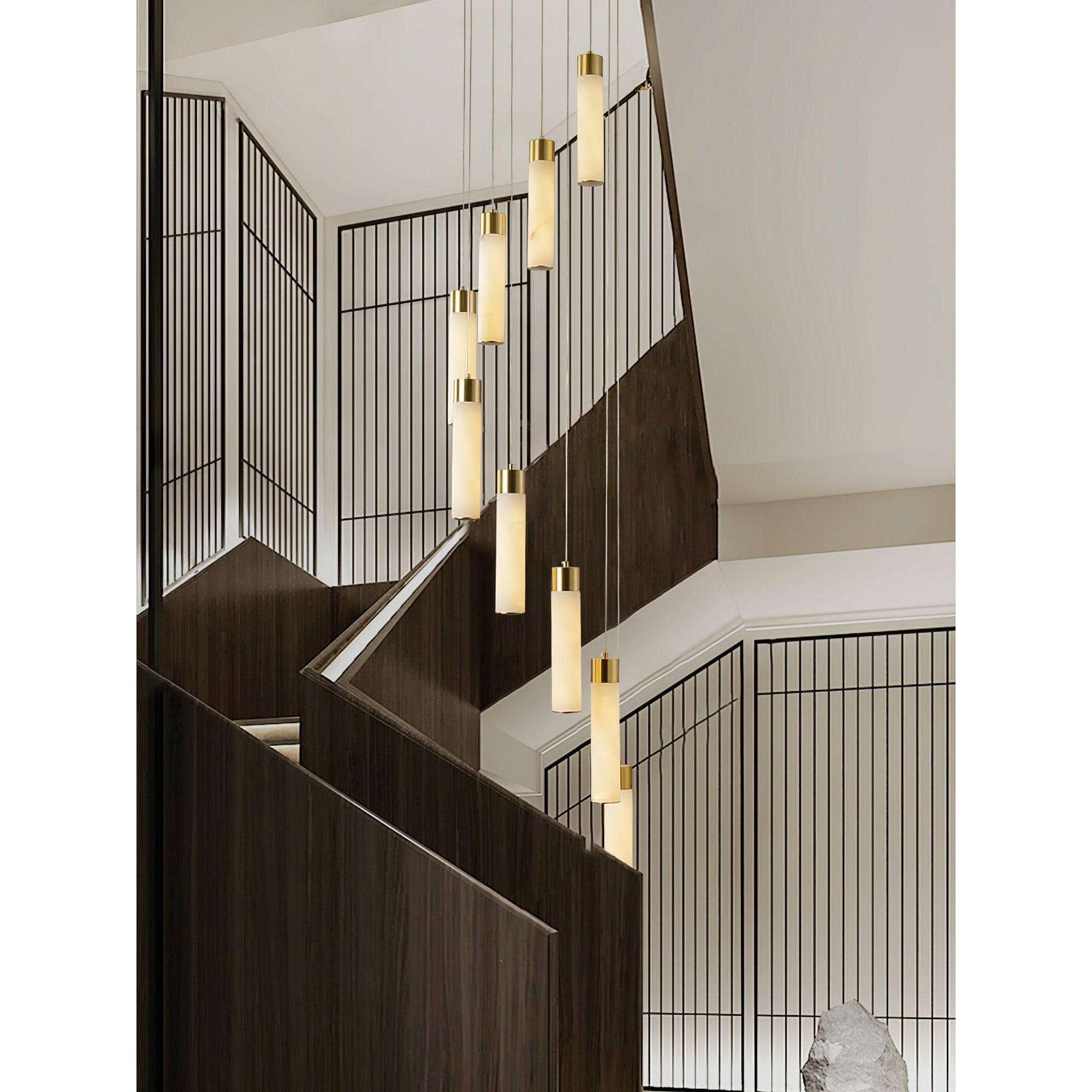 Zeal Modern Minimalist Cascade Alabaster Chandelier - Lamp Copper