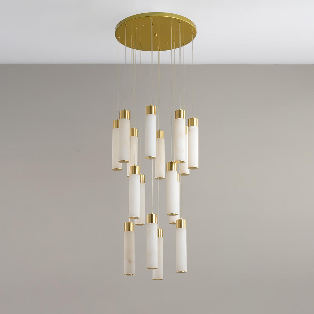 Zeal Modern Minimalist Cascade Alabaster Chandelier - Lamp Copper