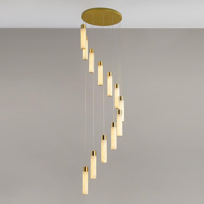 Zeal Modern Minimalist Cascade Alabaster Chandelier - Lamp Copper