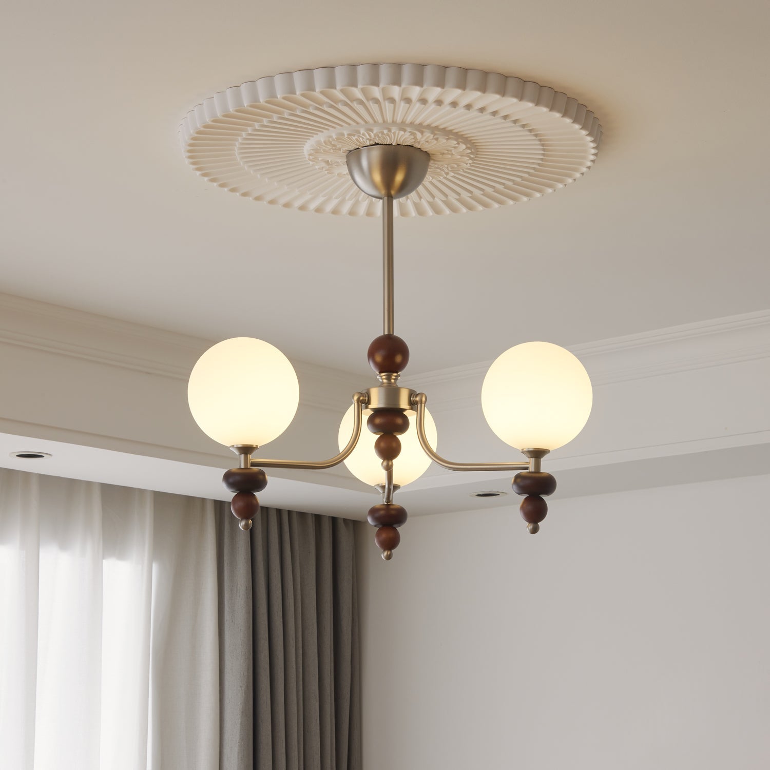 Celestial Sphere Walnut Chandelier - Letslighting