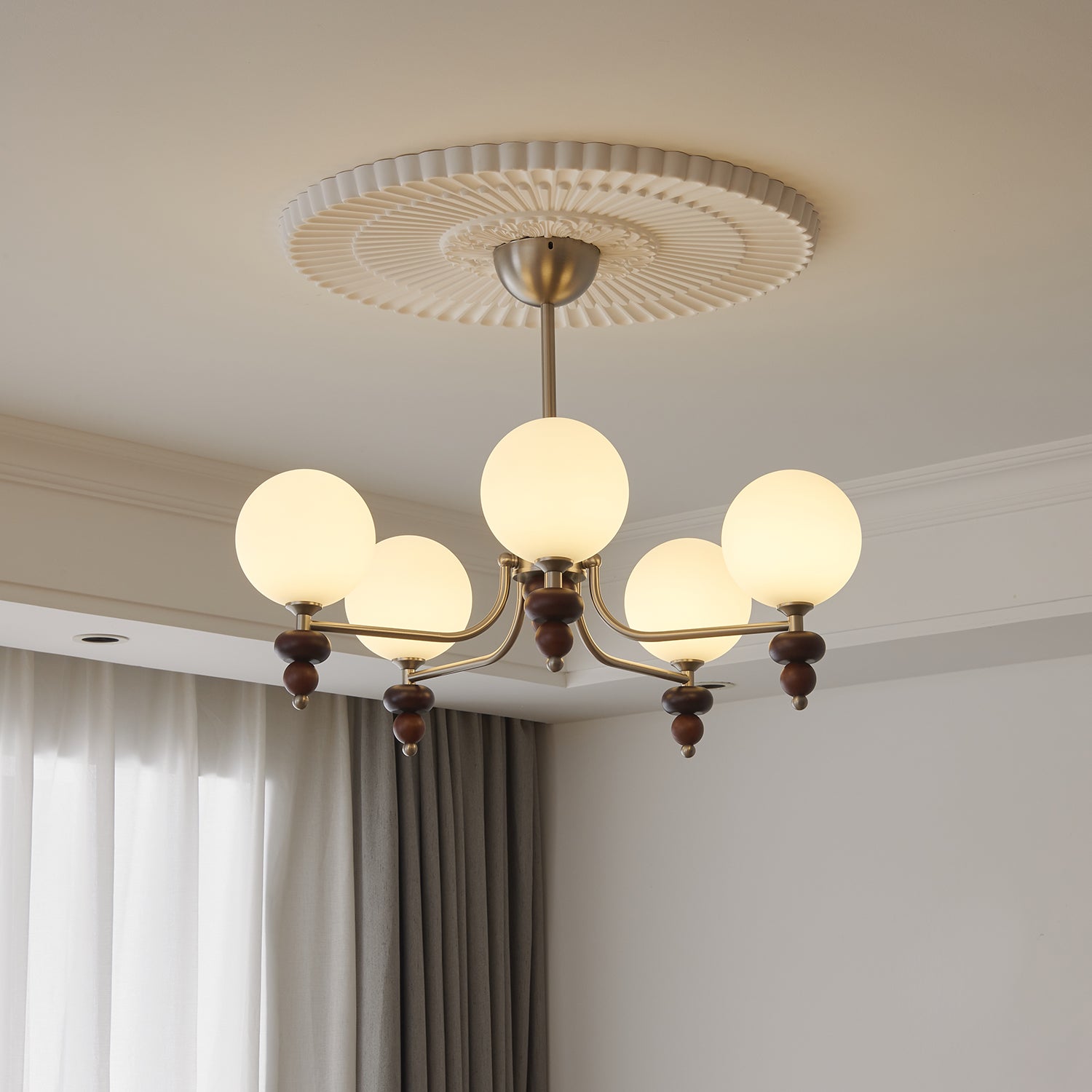 Celestial Sphere Walnut Chandelier - Letslighting