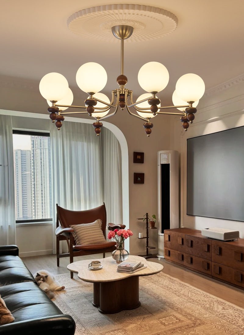 Celestial Sphere Walnut Chandelier - Letslighting