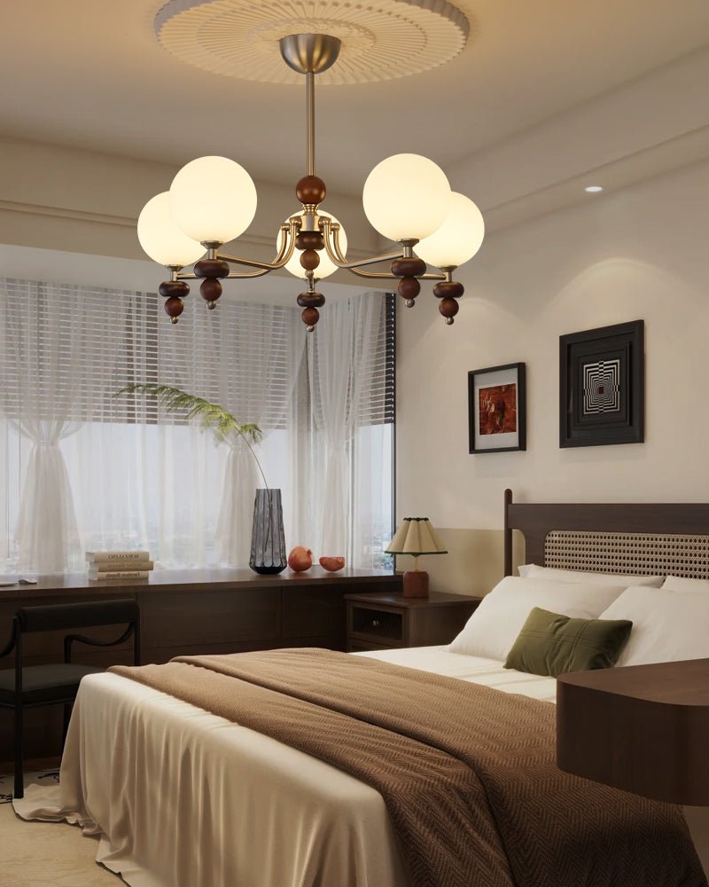 Celestial Sphere Walnut Chandelier - Letslighting