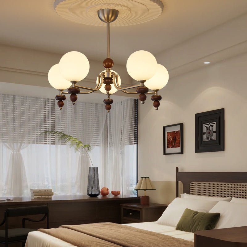 Celestial Sphere Walnut Chandelier - Letslighting