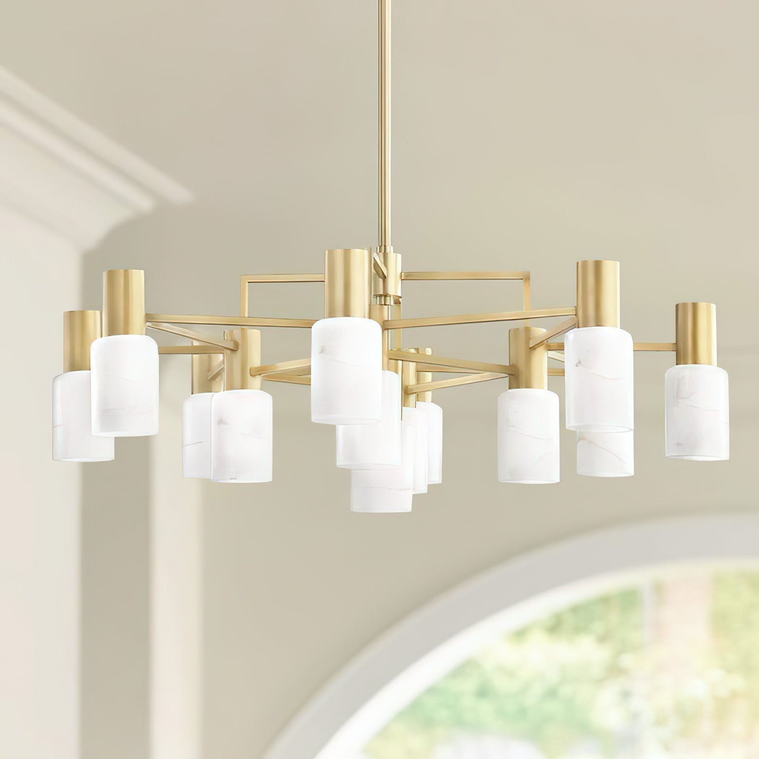 Drift Premium Centerport Chrome Alabaster Chandelier - Lamp Copper