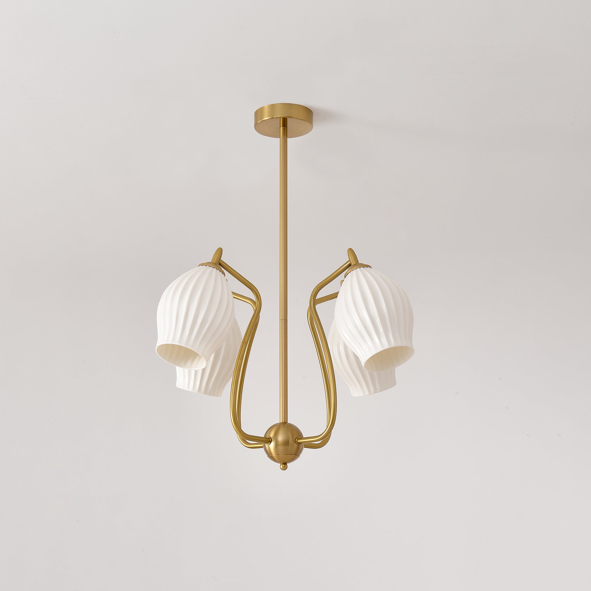 Lustra Chandelier Ceramic Ribbed Sculptural Glass Elegant - Letslighting
