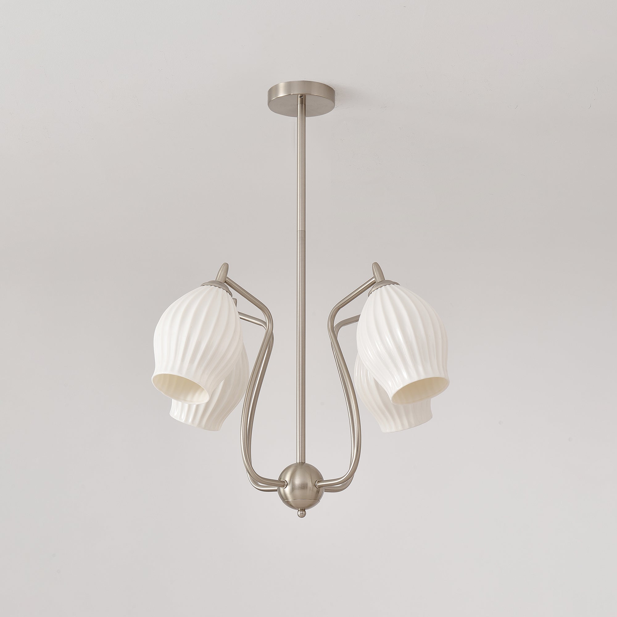 Lustra Chandelier Ceramic Ribbed Sculptural Glass Elegant - Letslighting