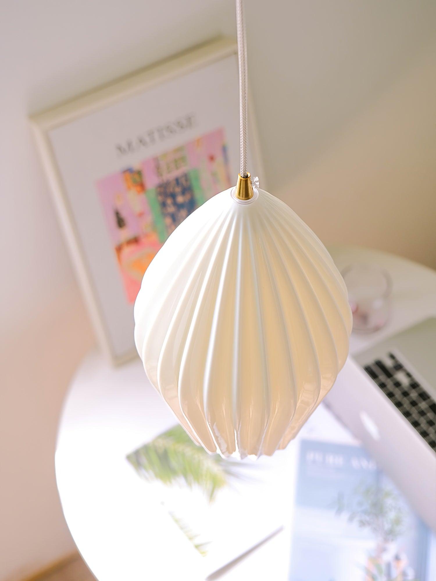 Ceramic Ribbed Pendant Light - Letslighting