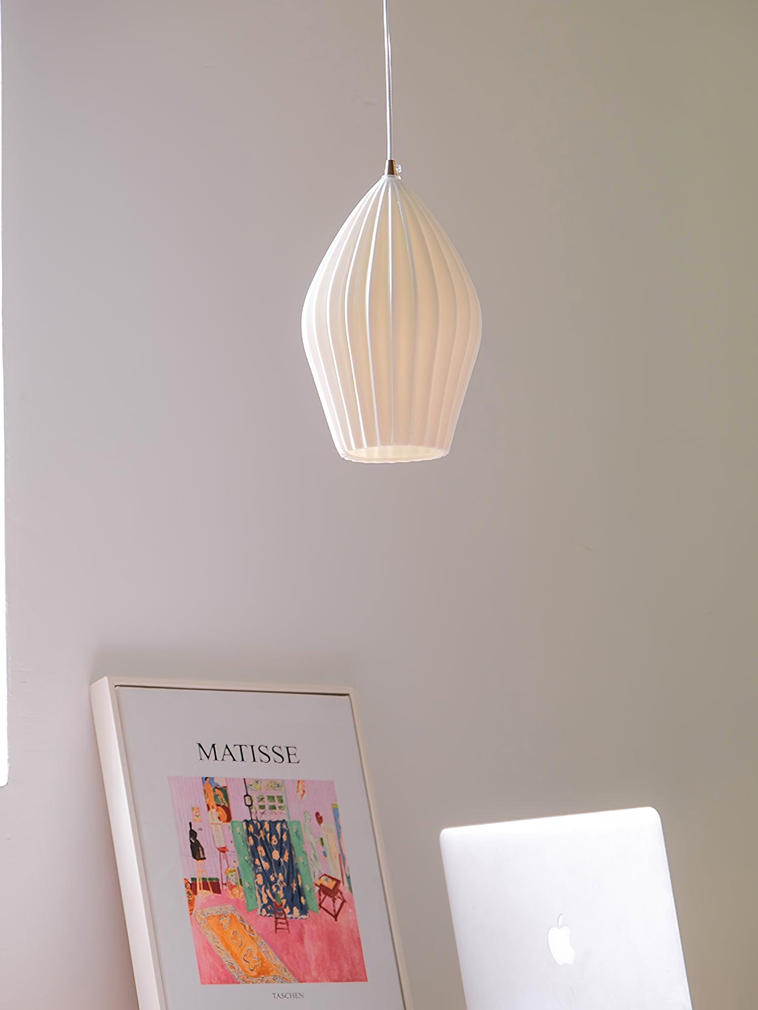 Ceramic Ribbed Pendant Light - Letslighting