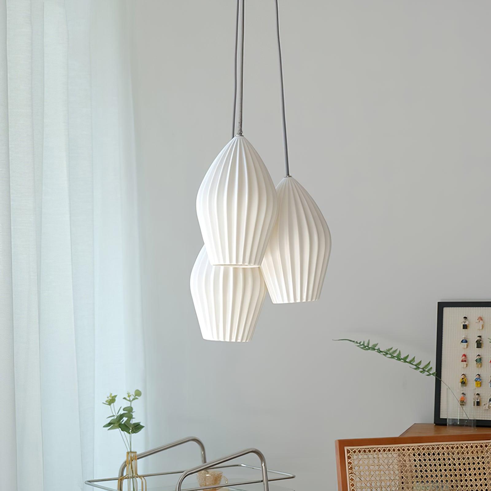 Ceramic Ribbed Pendant Light - Letslighting