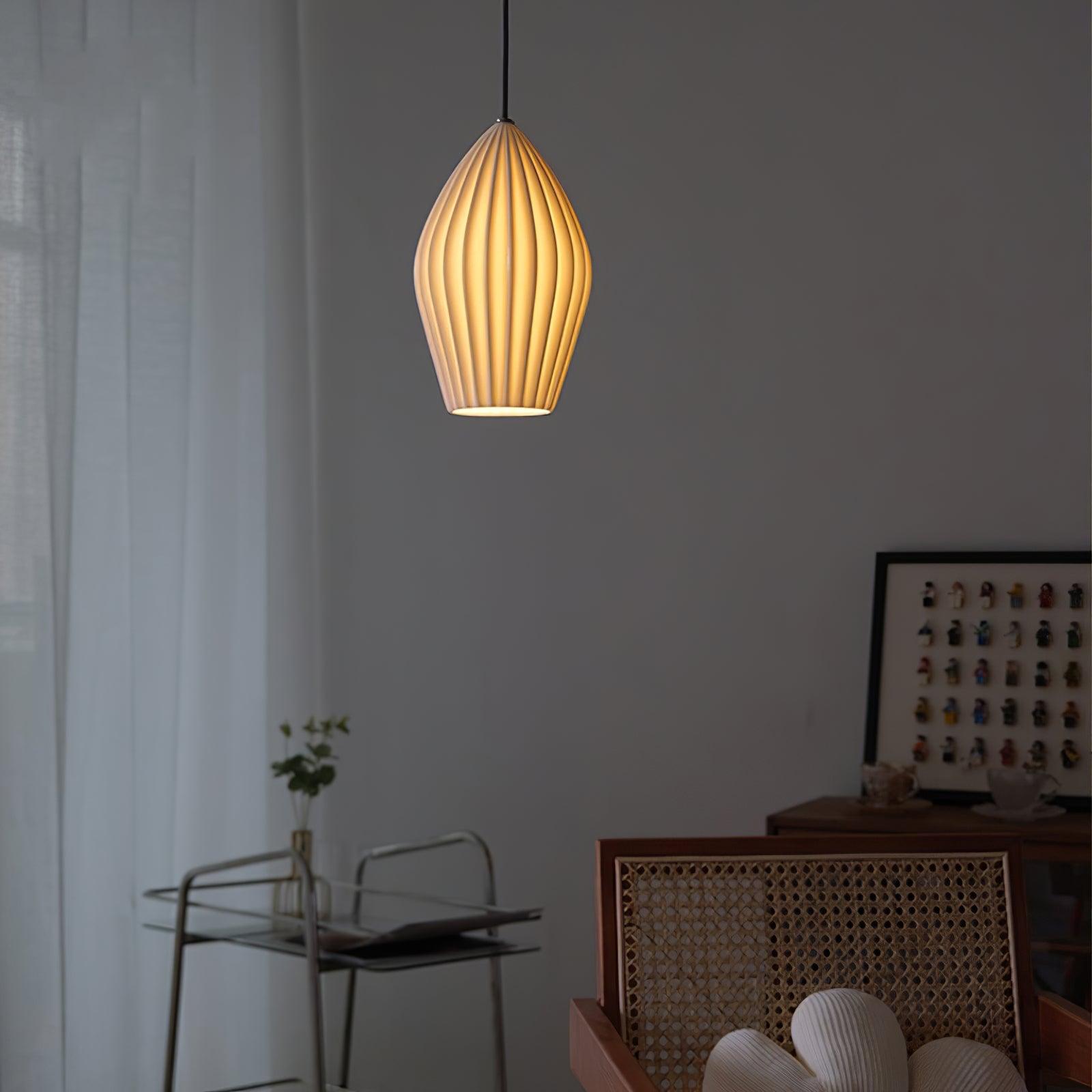Ceramic Ribbed Pendant Light - Letslighting