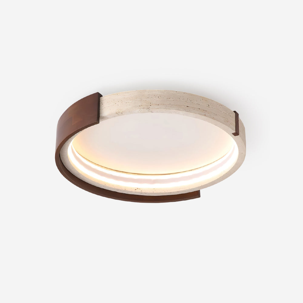 Ritta Ceiling Lamp Halo Sculptural Travertine & Wood - Letslighting