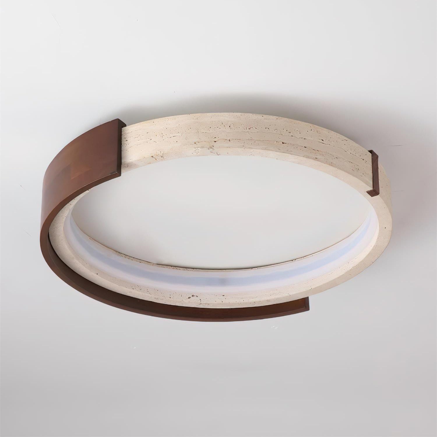 Ritta Ceiling Lamp Halo Sculptural Travertine & Wood - Letslighting
