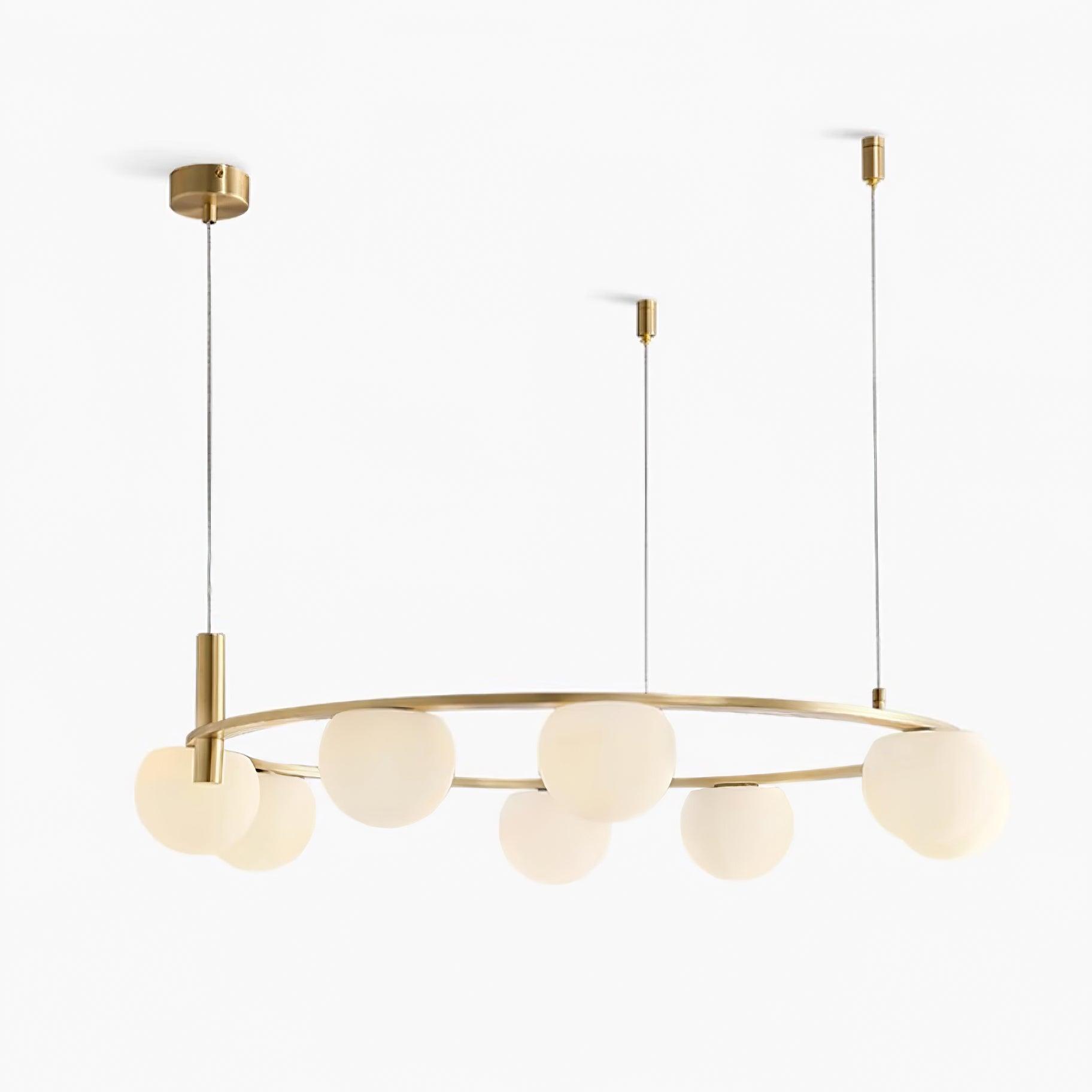 Chandelier Glass Globes Metal Ring Gold Finish Modern - Letslighting