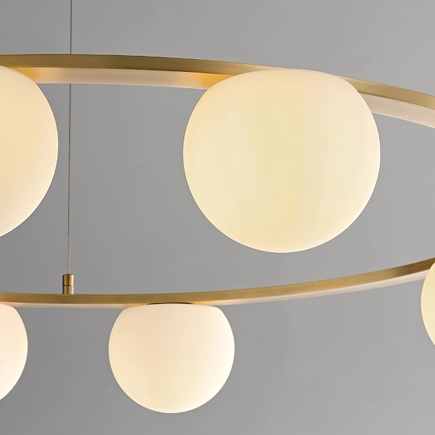 Chandelier Glass Globes Metal Ring Gold Finish Modern - Letslighting