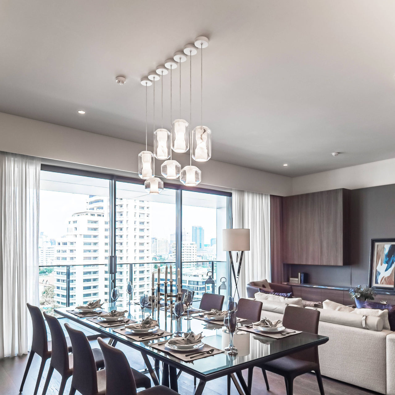 Allirila Modern Minimalist Alabaster Glass Pendant Lamp - Lamp Copper