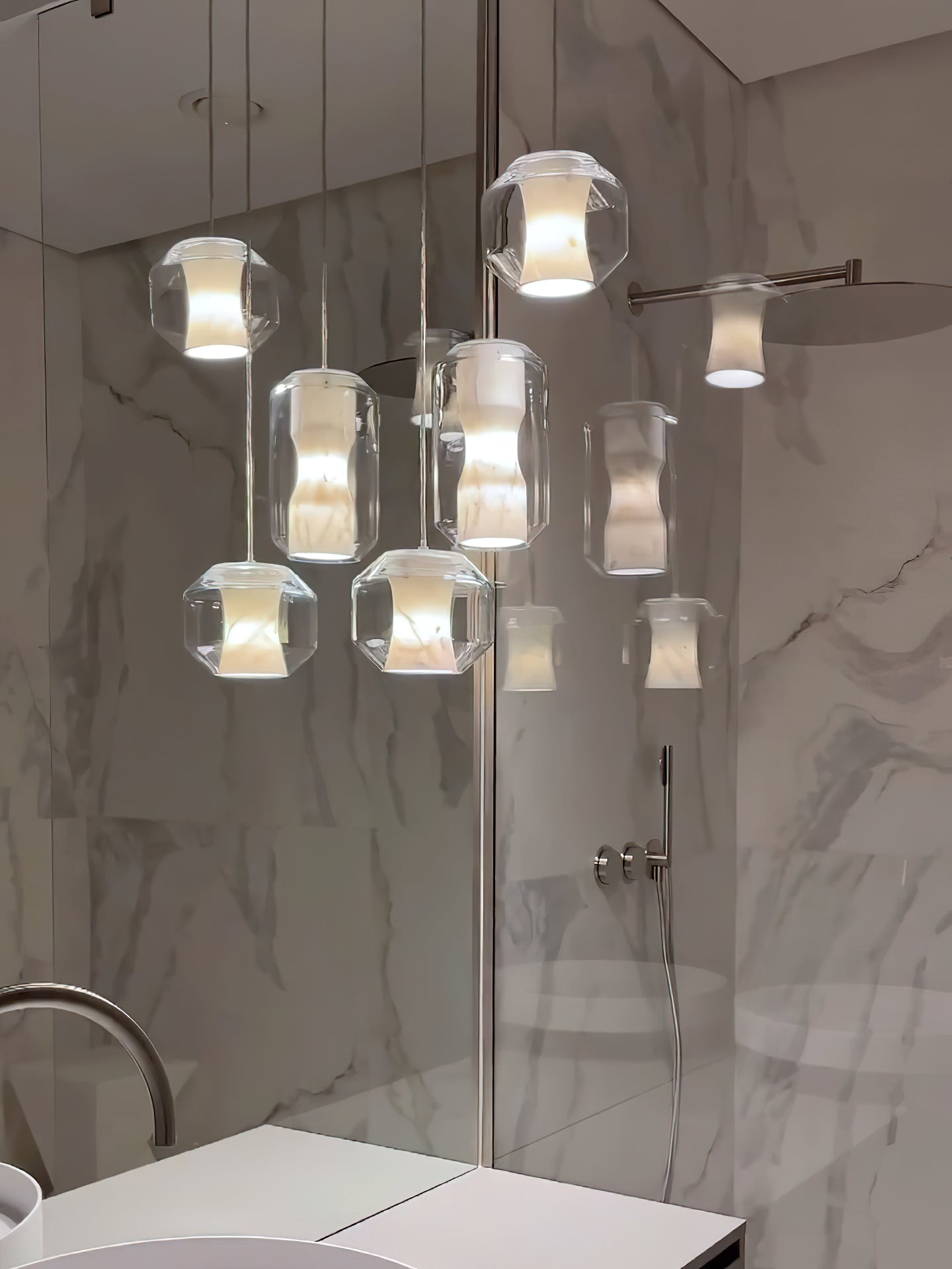 Allirila Modern Minimalist Alabaster Glass Pendant Lamp - Lamp Copper