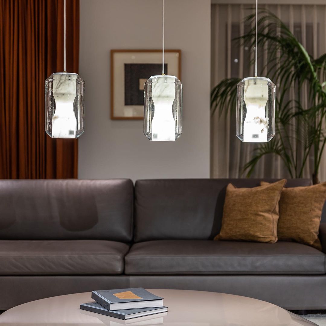 Allirila Modern Minimalist Alabaster Glass Pendant Lamp - Lamp Copper