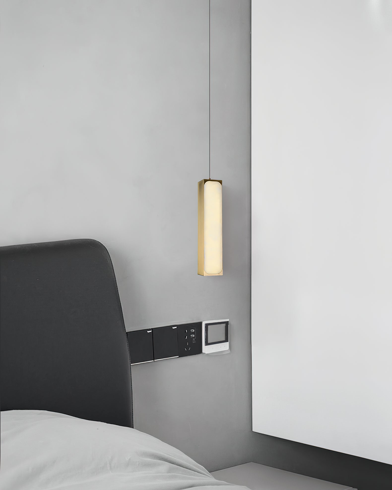 Gleam Modern Minimalist Brass Alabaster Pendant Light - Lamp Copper