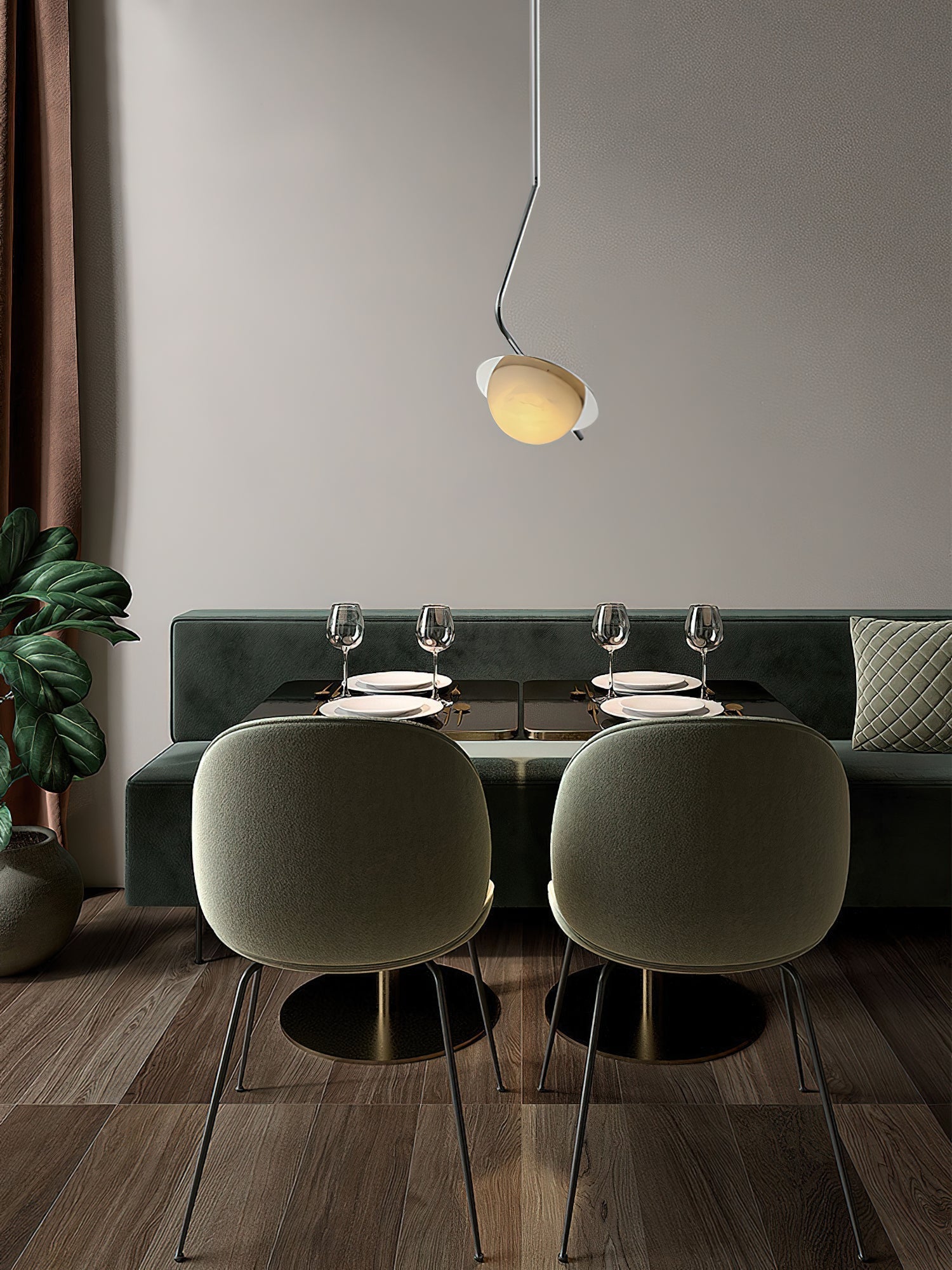 Ivvaros Chic Modern Minimalist LuminanceStainless Alabaster Pendant Light - Lamp Copper