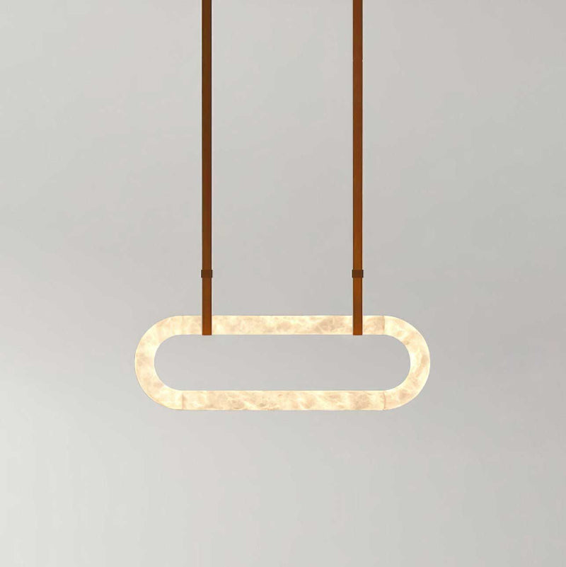 Vista Modern Minimalist Art Alabaster Metal Chandelier - Lamp Copper