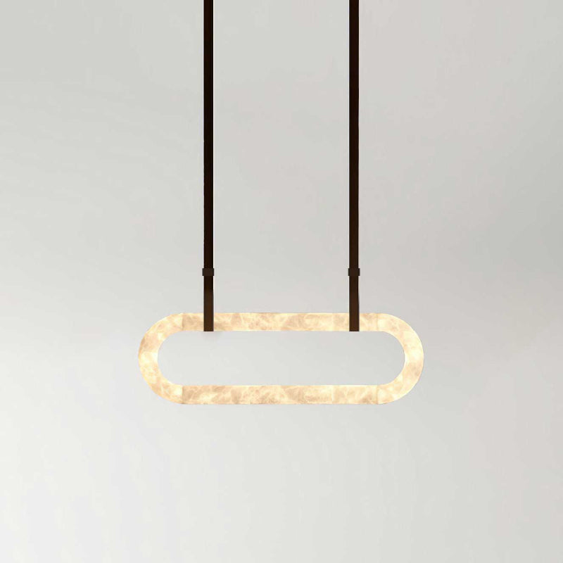 Vista Modern Minimalist Art Alabaster Metal Chandelier - Lamp Copper