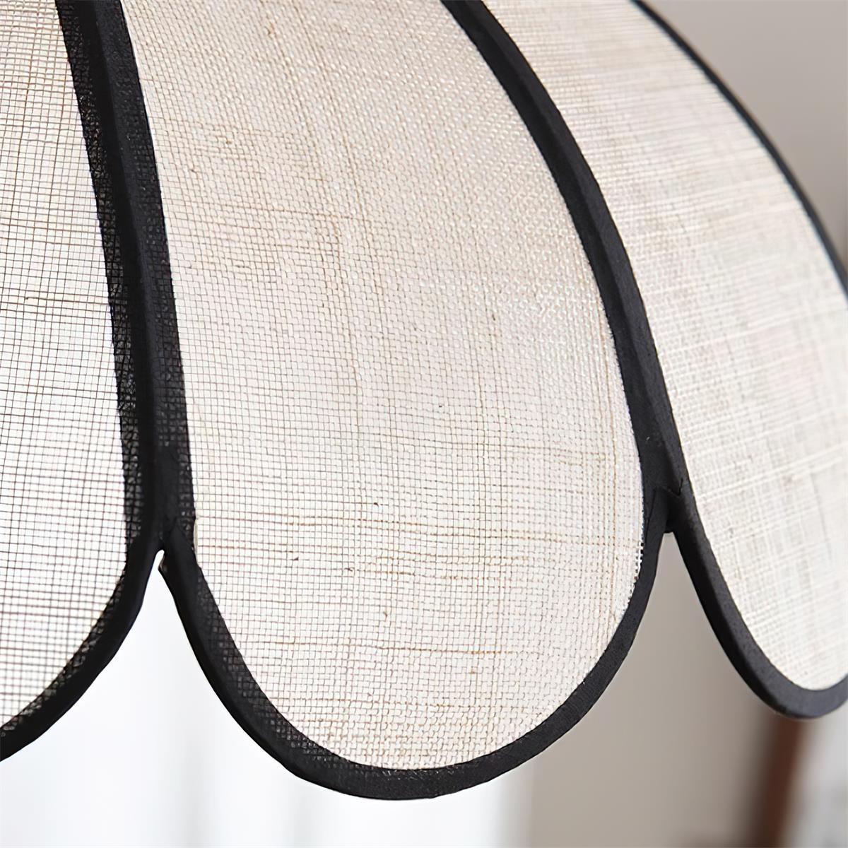 Pendant Lamp Scalloped Plant Fiber Shade Metal Frame Minimalist - Letslighting