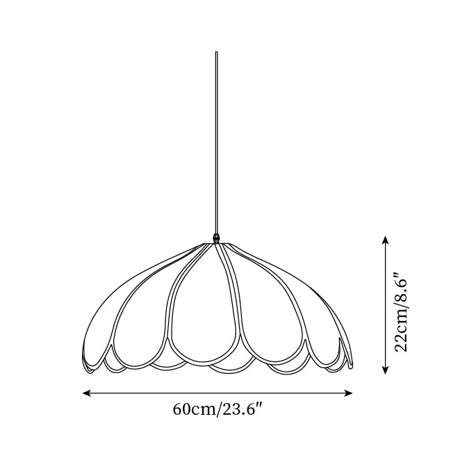 Pendant Lamp Scalloped Plant Fiber Shade Metal Frame Minimalist - Letslighting
