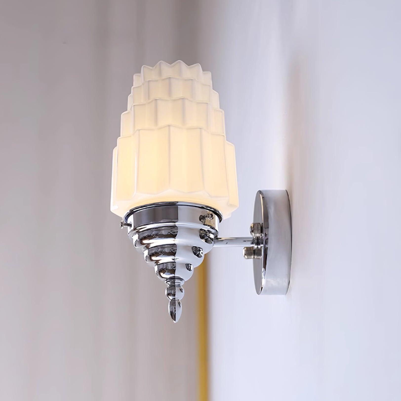 Wall Lamp Metal Body Glass Cylinder Shade Art Deco Bedroom - Letslighting