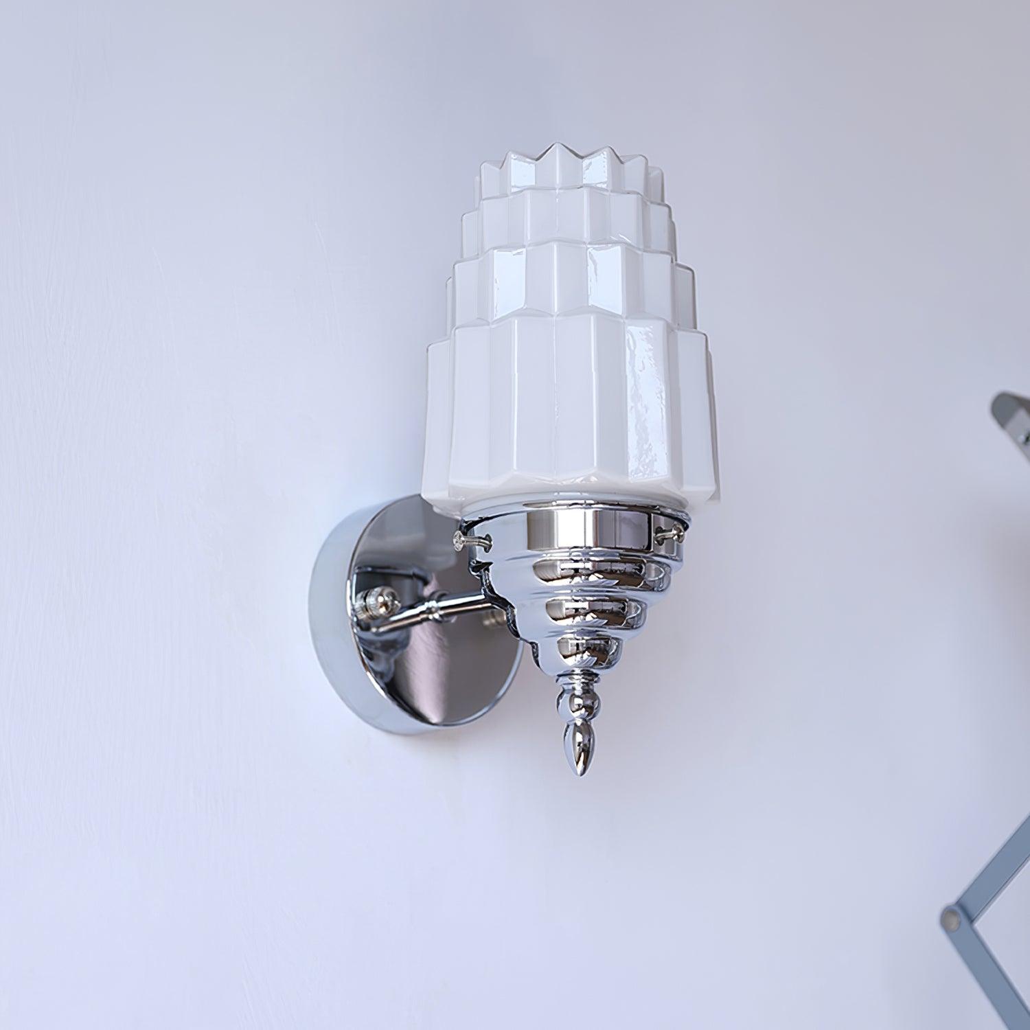 Wall Lamp Metal Body Glass Cylinder Shade Art Deco Bedroom - Letslighting
