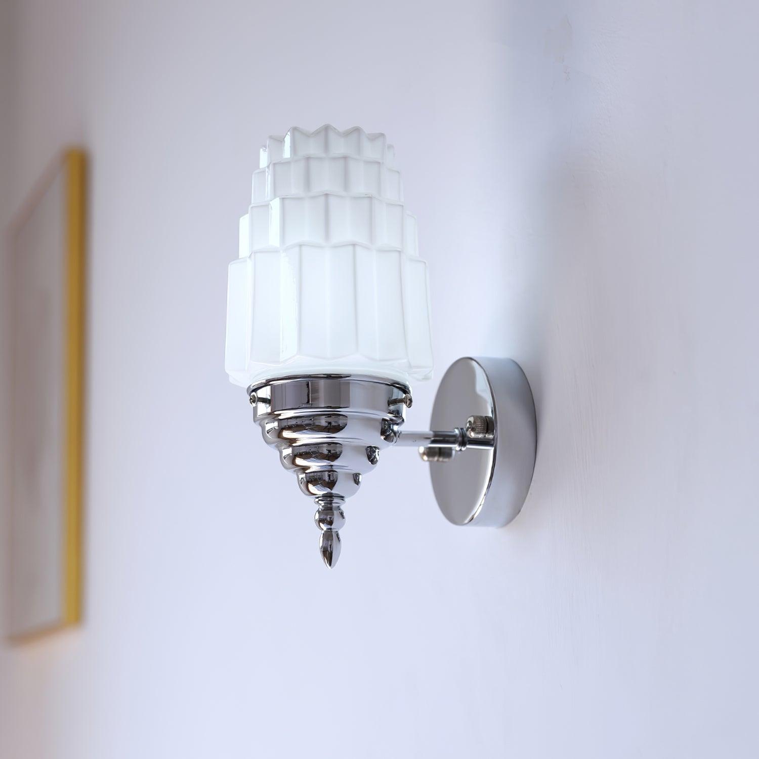 Wall Lamp Metal Body Glass Cylinder Shade Art Deco Bedroom - Letslighting